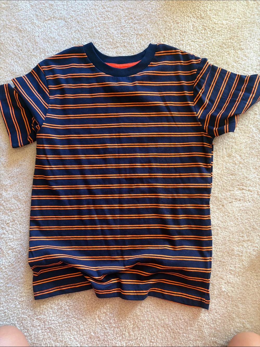 Circo Navy and Orange Striped Short Sleeve Tee